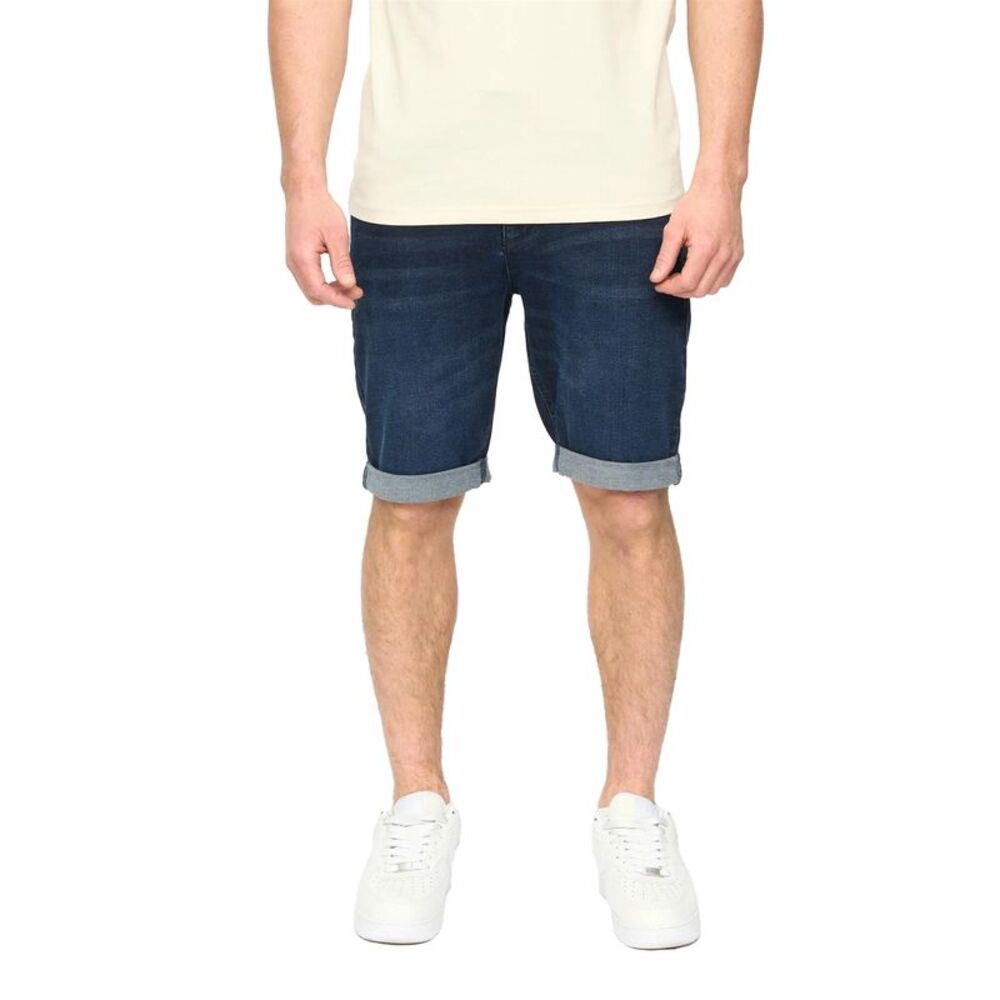 Crosshatch Mens Youlgreeve Denim Belted Shorts / Dark Wash